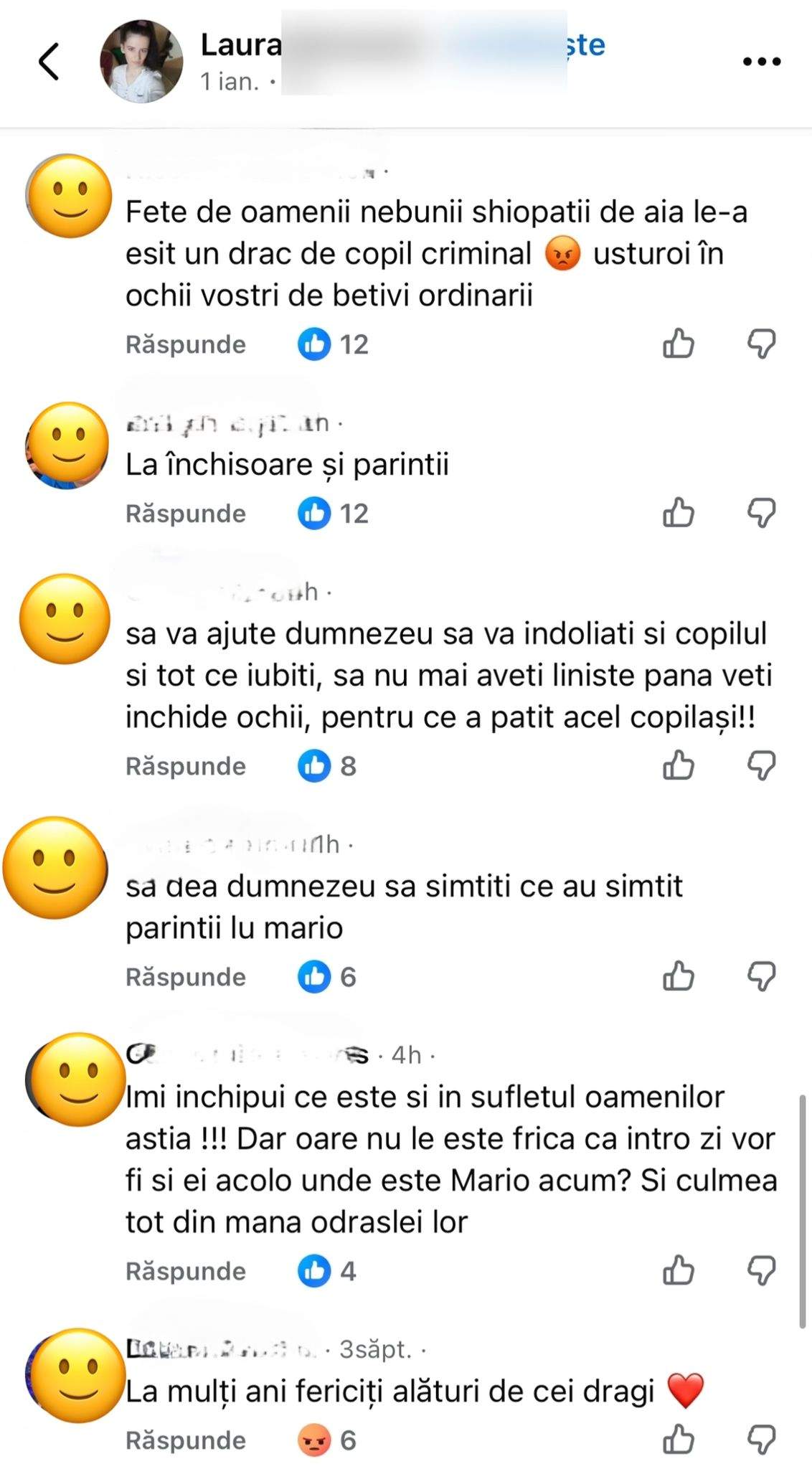 Mesajele primite de mama criminalului