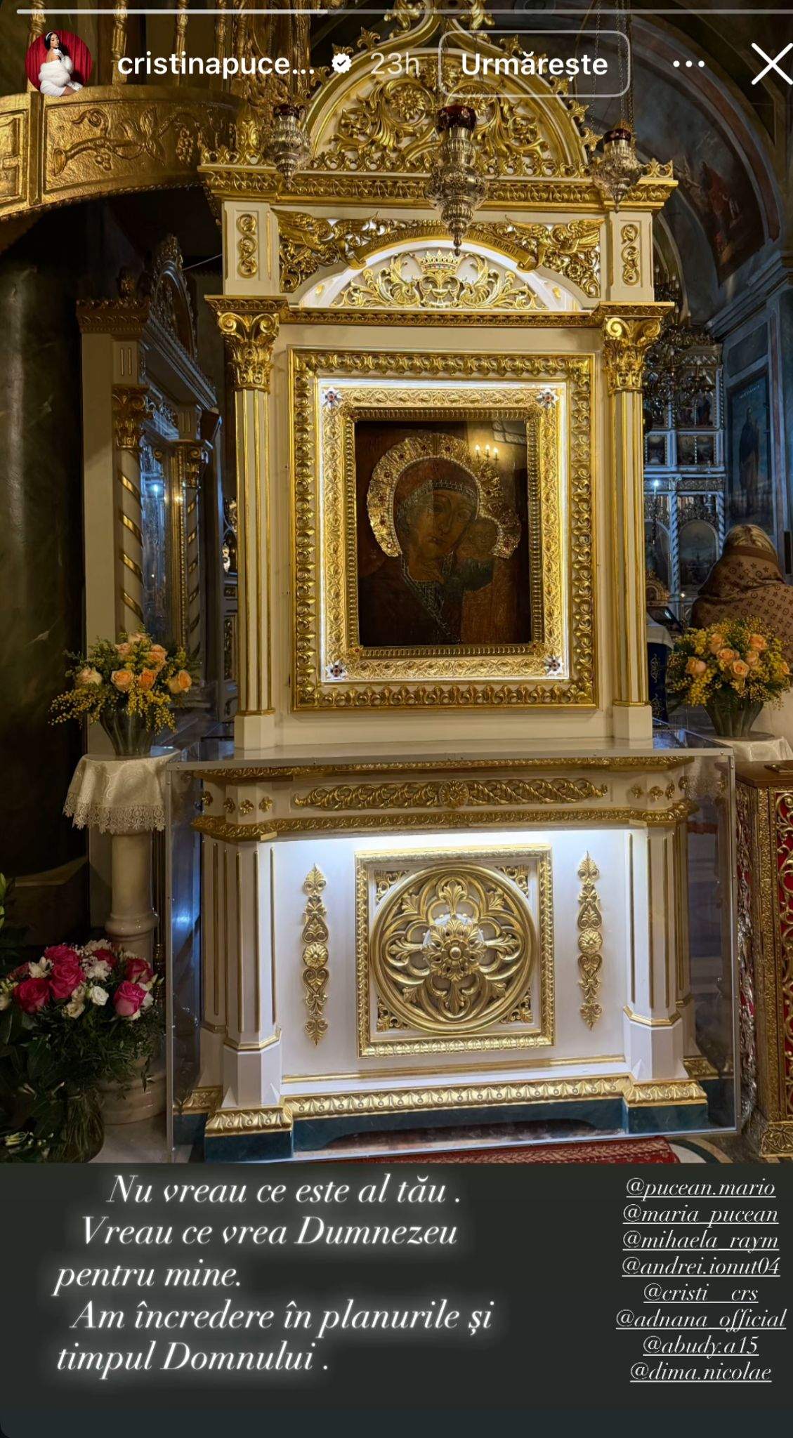 Cristina Pucean, la biserică