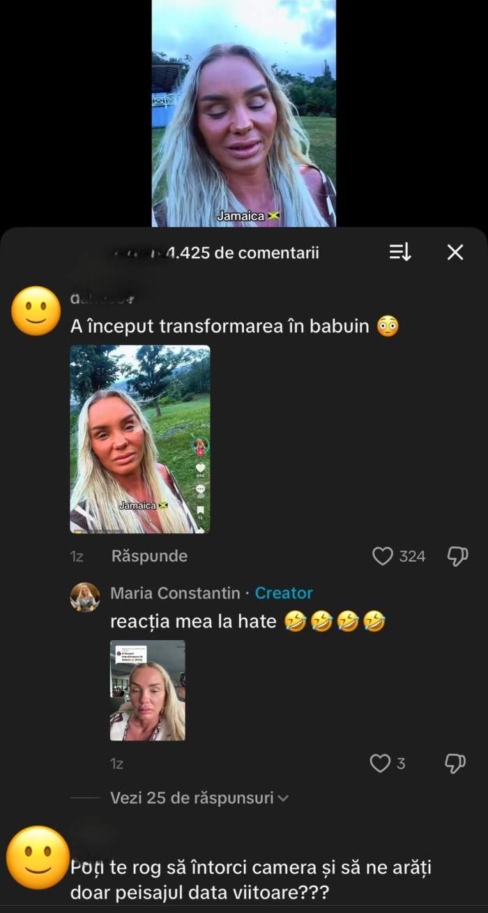 Comentariile de la postarea artistei