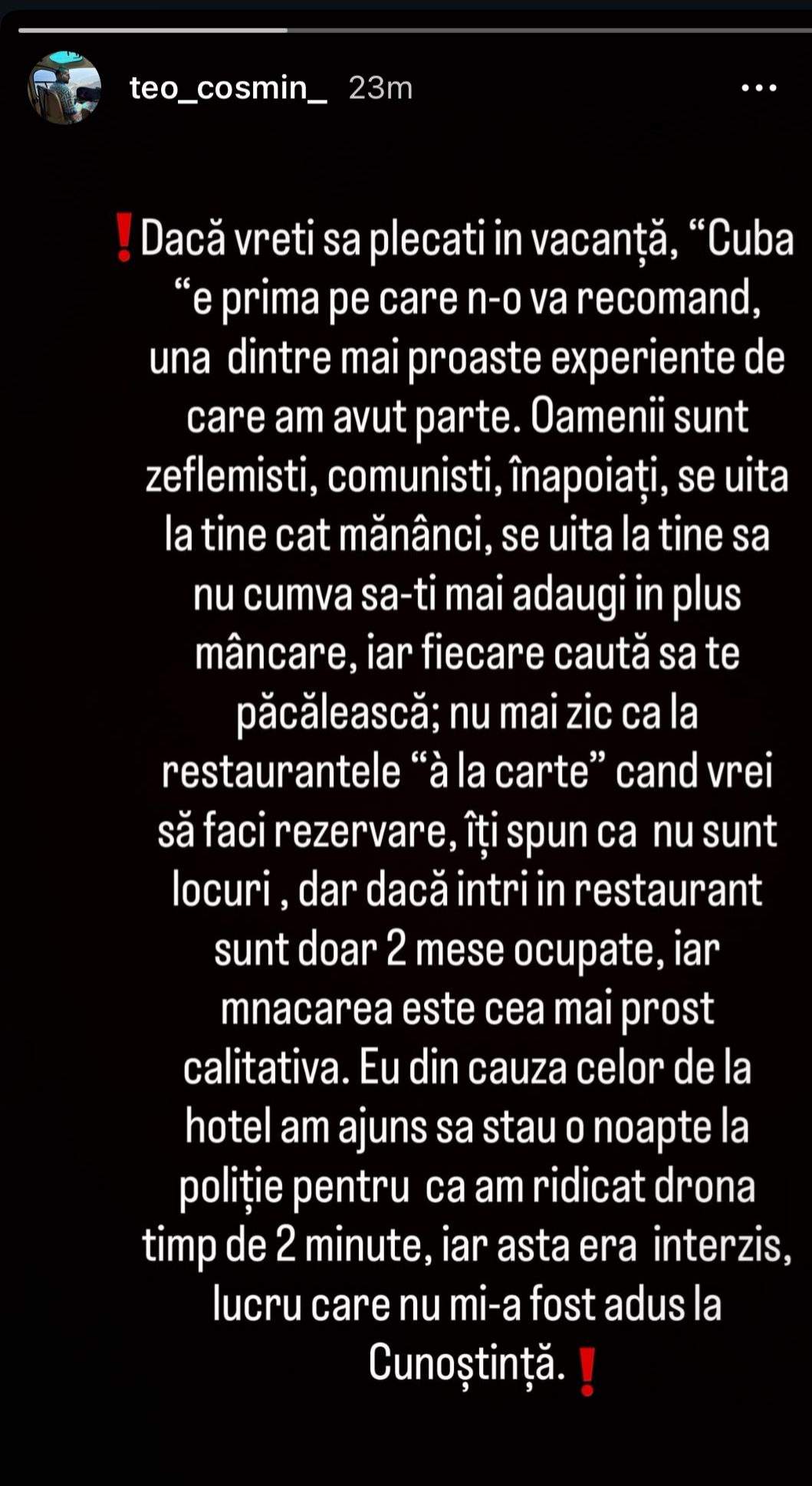 Mesajul postat de Teo Costache