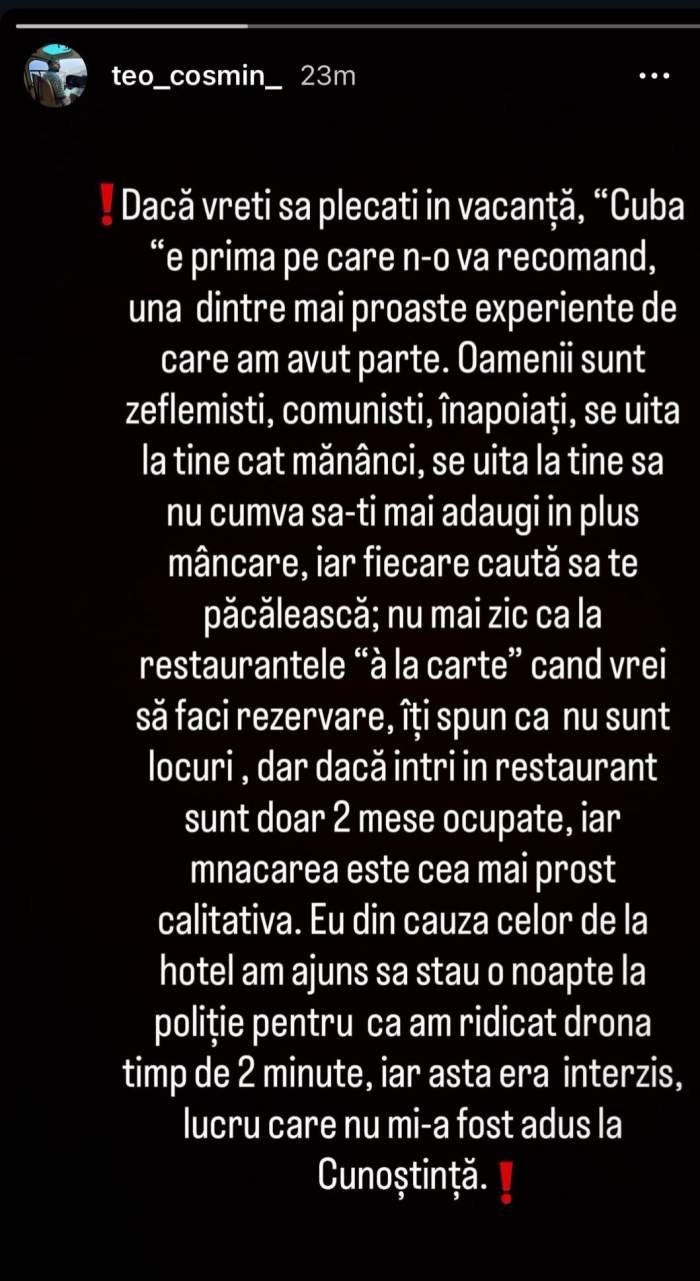 Mesajul postat de Teo Costache