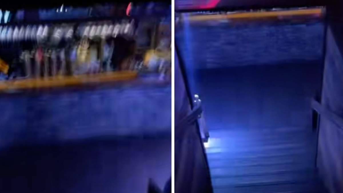 Colaj foto cu intrarea barului din Elveția