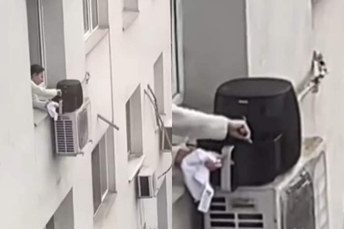Ai mai văzut așa ceva? O femeie a fost filmată gătind la airfryer pe geam, pe aerul condiționat. Imaginile sunt incredibile