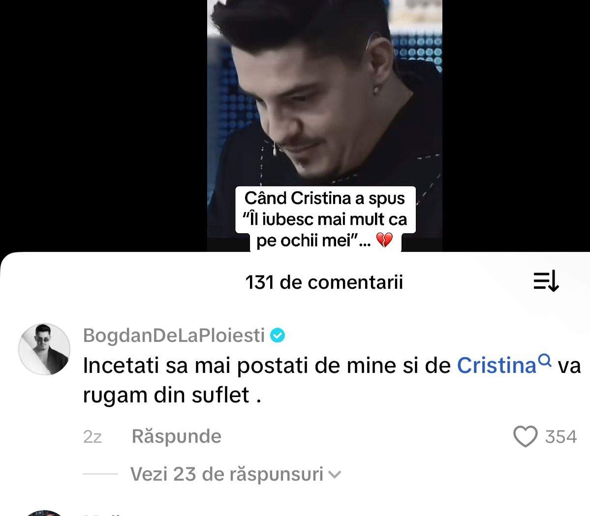 Captură de ecran cu mesajul lui BDLP