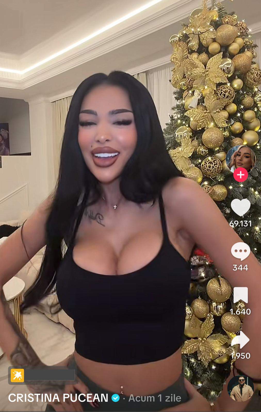 Cristina Pucean, lângă brad