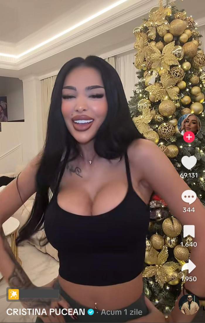 Cristina Pucean, lângă brad