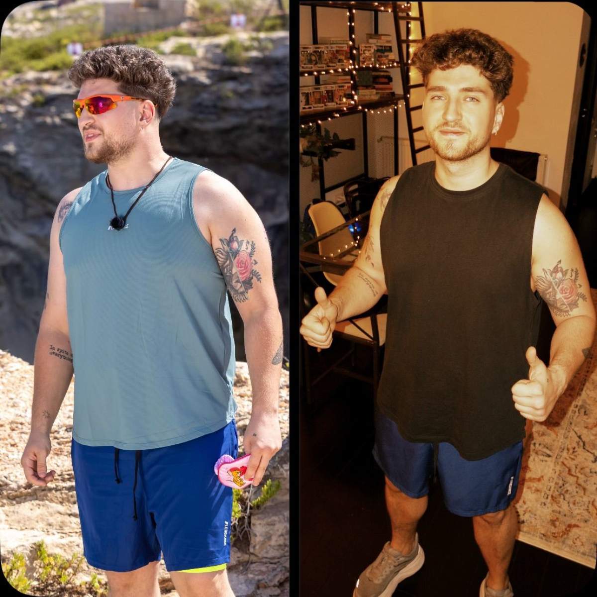 Colaj foto cu Mădălin Șerban, înainte și după ce a slăbit