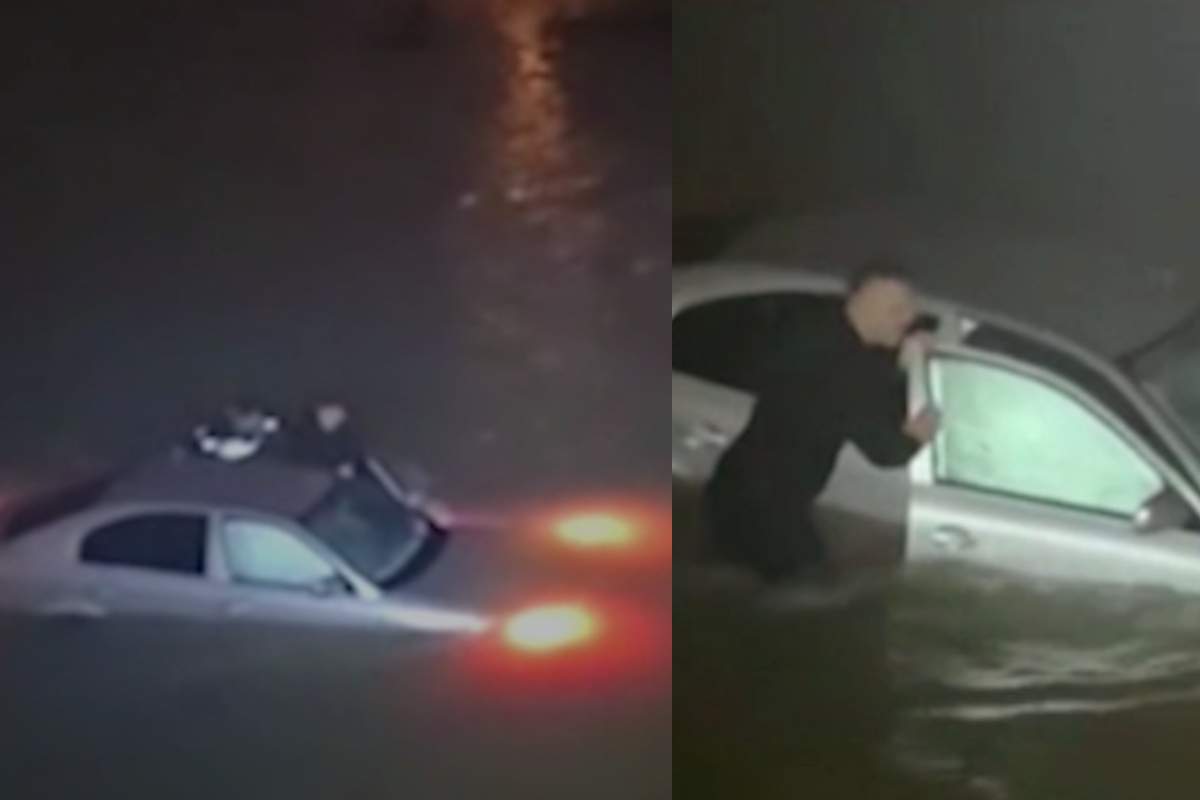 O femeie a căzut cu mașina în râul Jiu! A fost scoasă din apă de pompieri. Totul a fost filmat