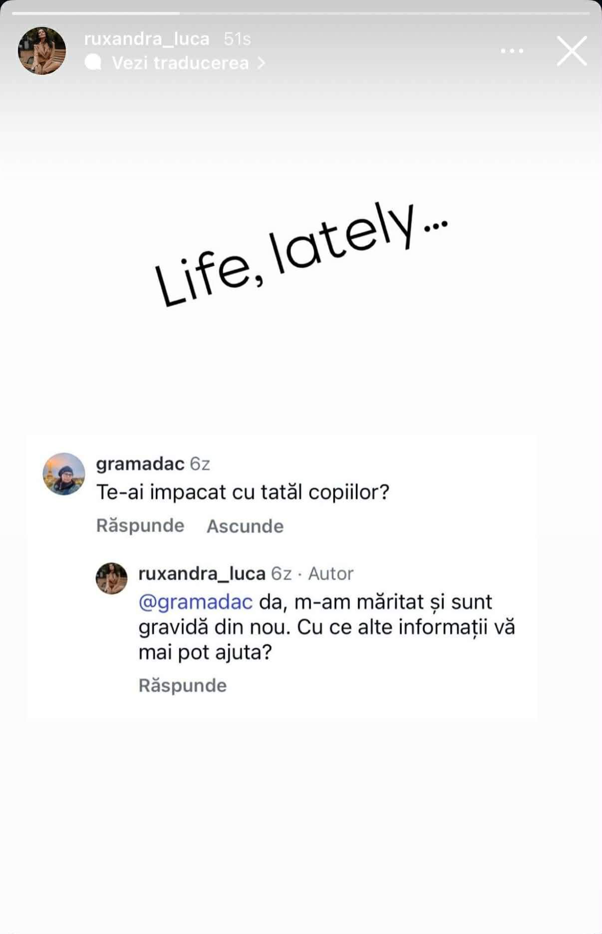 Ruxandra Luca îi pune la punct pe curioși! Mesajul tranșant pentru cei care o întreabă despre viața personală