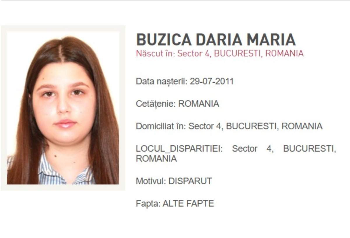 Adolescentă din București, de negăsit! Buzica Daria-Maria are 15 ani