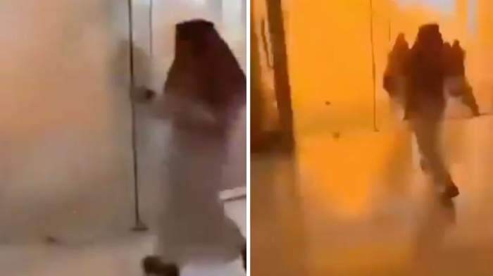 Colaj foto cu oameni care fug în urma atacului de la Riad