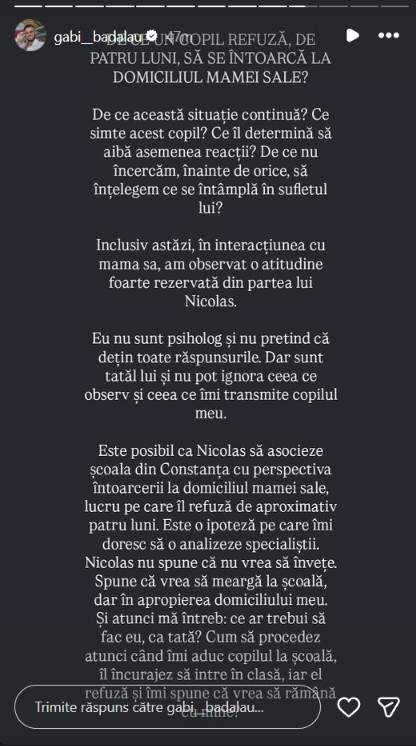 Gabi Bădălău, apel public către Claudia Pătrășcanu. Ce soluții i-ar fi propus pentru ca băieții lor să fie în același loc