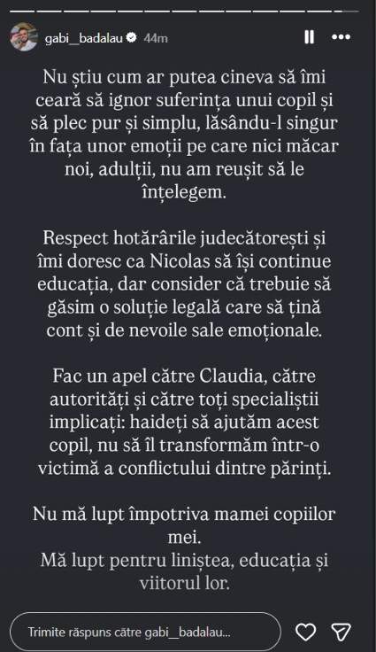Gabi Bădălău, apel public către Claudia Pătrășcanu. Ce soluții i-ar fi propus pentru ca băieții lor să fie în același loc