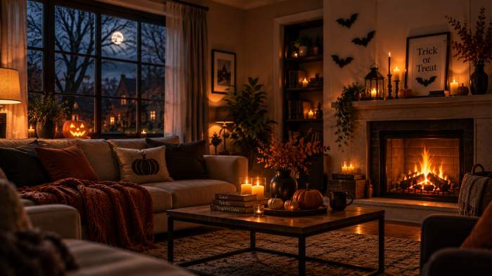 casa decorată de Halloween