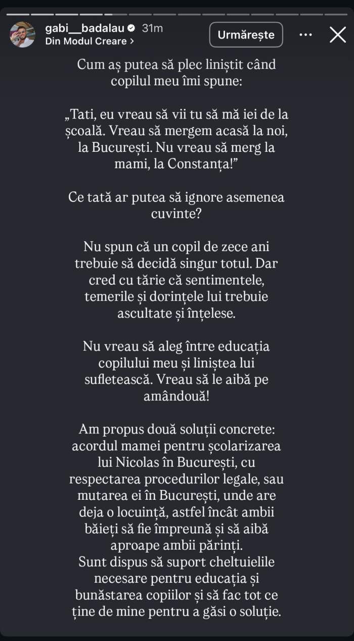 Războiul dintre Gabi Bădălău și Claudia Pătrășcanu continuă! Omul de afaceri, mesaj tranșant: „Nu dorește să locuiască la mama lui”