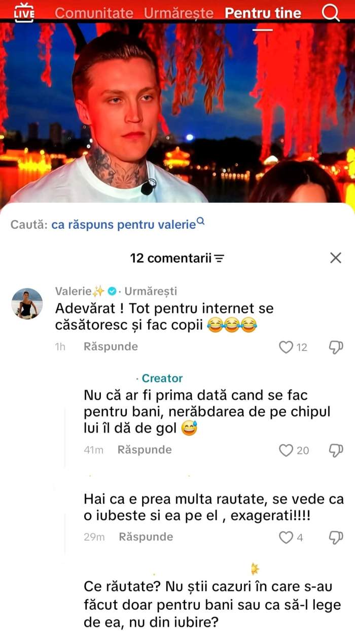 Reacția lui Valerie Lungu, după ce i s-a spus că Alex Gîlcă stă în relație cu ea pentru a părea cuplul perfect. Mesajul influenceriței