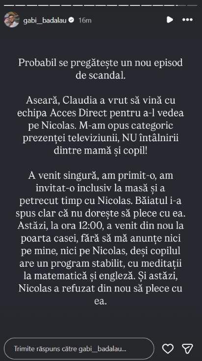 Claudia Pătrășcanu a mers miercuri seară să își vadă fiul cel mic. Ce ar fi urmat. Declarațiile lui Gabi Bădălău