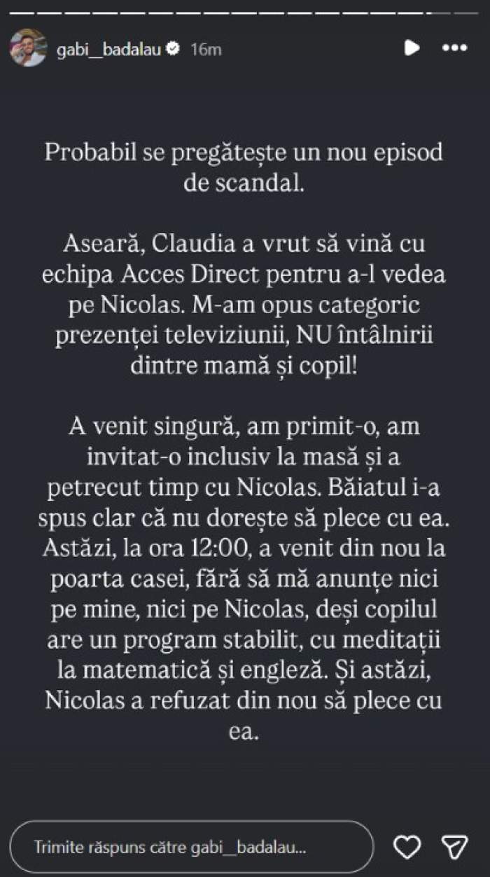 Claudia Pătrășcanu a mers miercuri seară să își vadă fiul cel mic. Ce ar fi urmat. Declarațiile lui Gabi Bădălău
