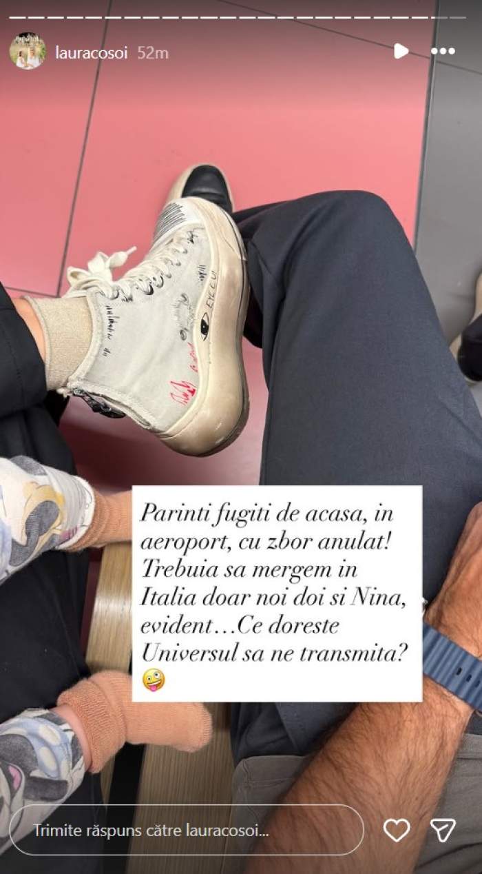 Laura Cosoi și soțul s-au trezit cu zborul anulat. Voiau să plece într-o scurtă vacanță cu fiica cea mică, Nina. Ce a urmat