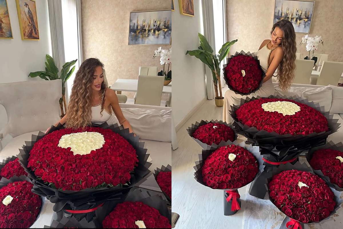 Cine o răsfață pe Bianca Drăgușanu cu buchete uriașe de trandafiri. Unul are un detaliu special
