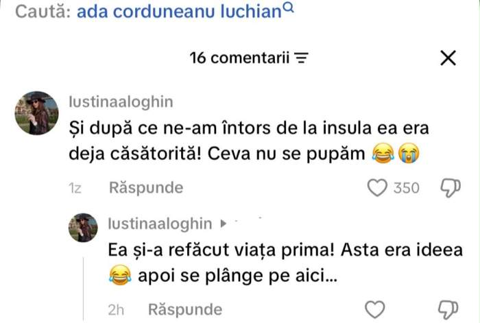 S-a reaprins scandalul între Iustina Loghin și fosta soție a lui Cornel Luchian, cu care are 4 copii: "Se plânge pe aici"