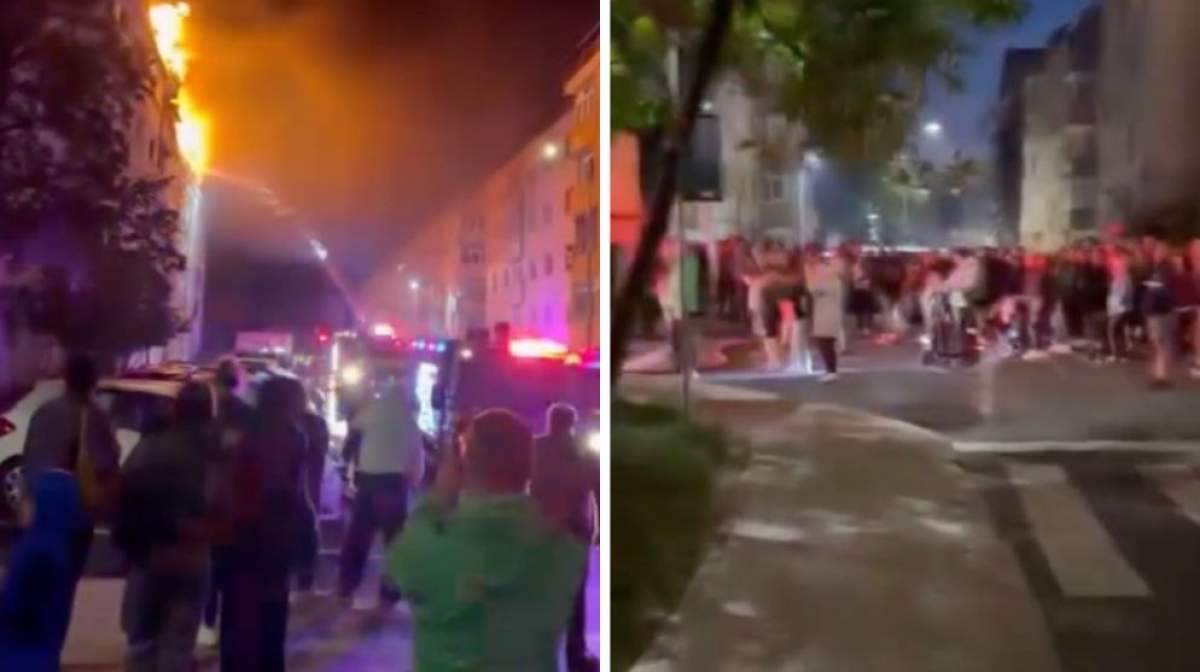 Colaj foto cu incendiul din Suceava