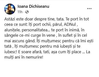 Ion Dichiseanu ar fi împlinit 93 de ani. Mesajul emoționant transmis de fiica sa: „Te port în tot ceea ce sunt”
