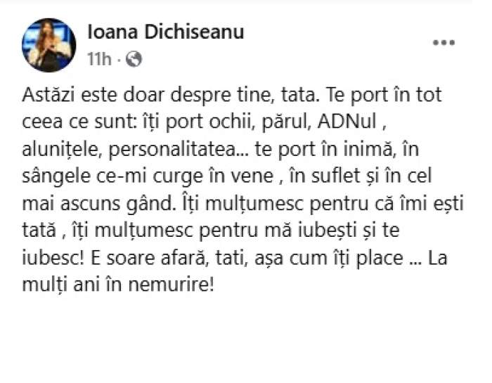Ion Dichiseanu ar fi împlinit 93 de ani. Mesajul emoționant transmis de fiica sa: „Te port în tot ceea ce sunt”