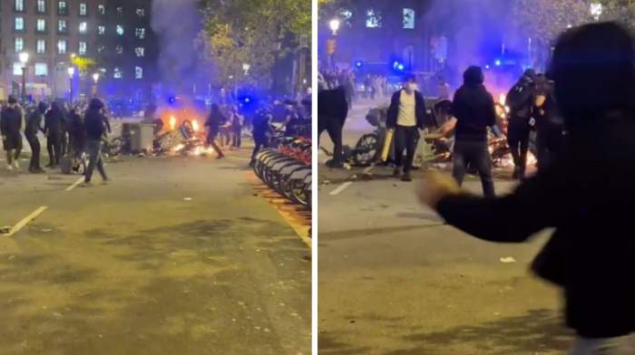 Colaj foto cu haosul de pe străzile Barcelonei