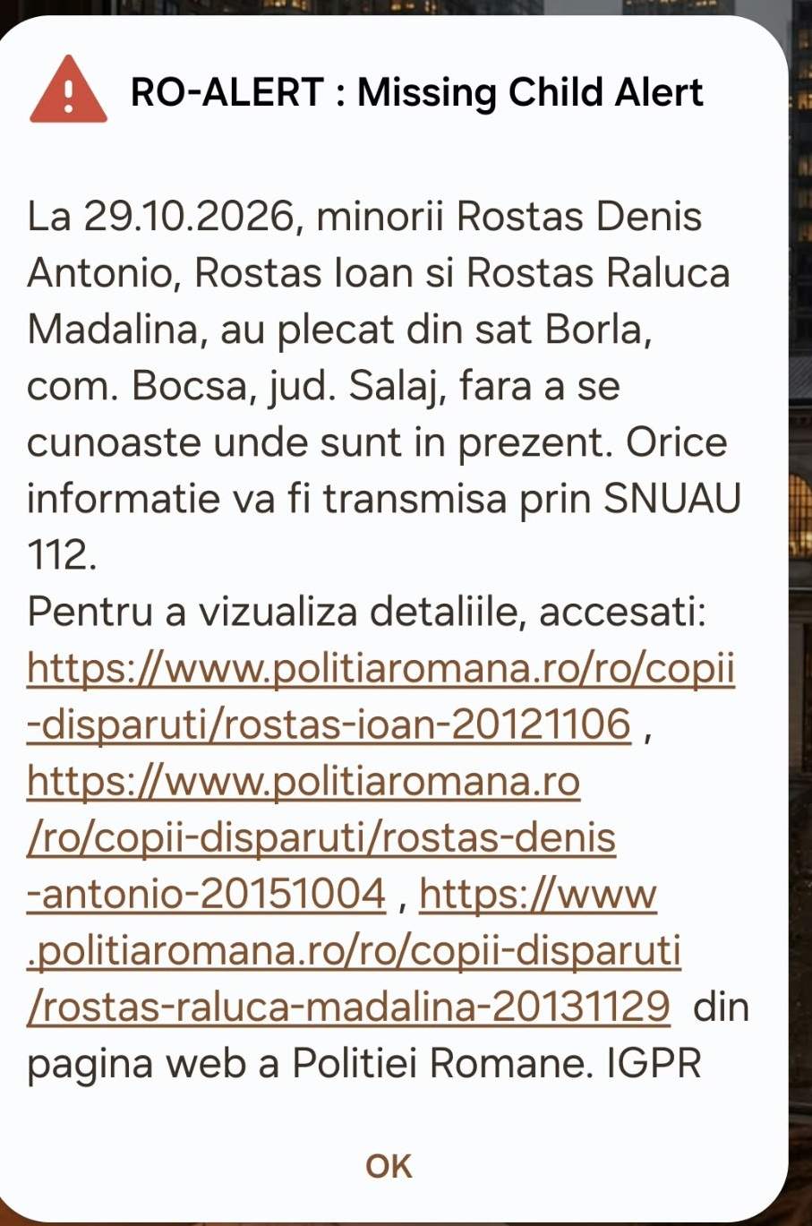 Alertă în Sălaj, după ce au dispărut trei copii. Poliția cere ajutorul populației