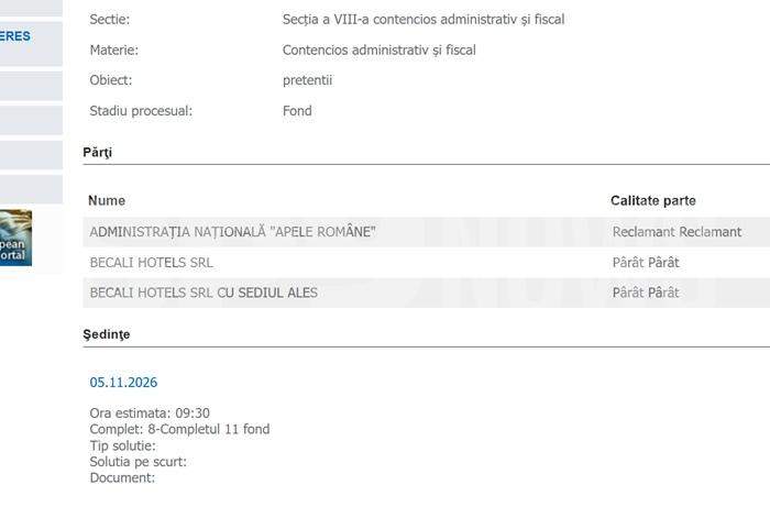 EXCLUSIV | Proces de 800.000 de lei între Becali Hotels și Apele Române. Dosarul se rejudecă după decizia Curții Supreme