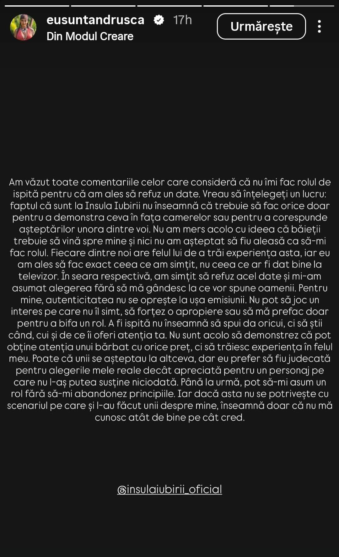 Andrușca a răspuns acuzațiilor că nu își face rolul de ispită la Insula Iubirii: ”Mi-am asumat”