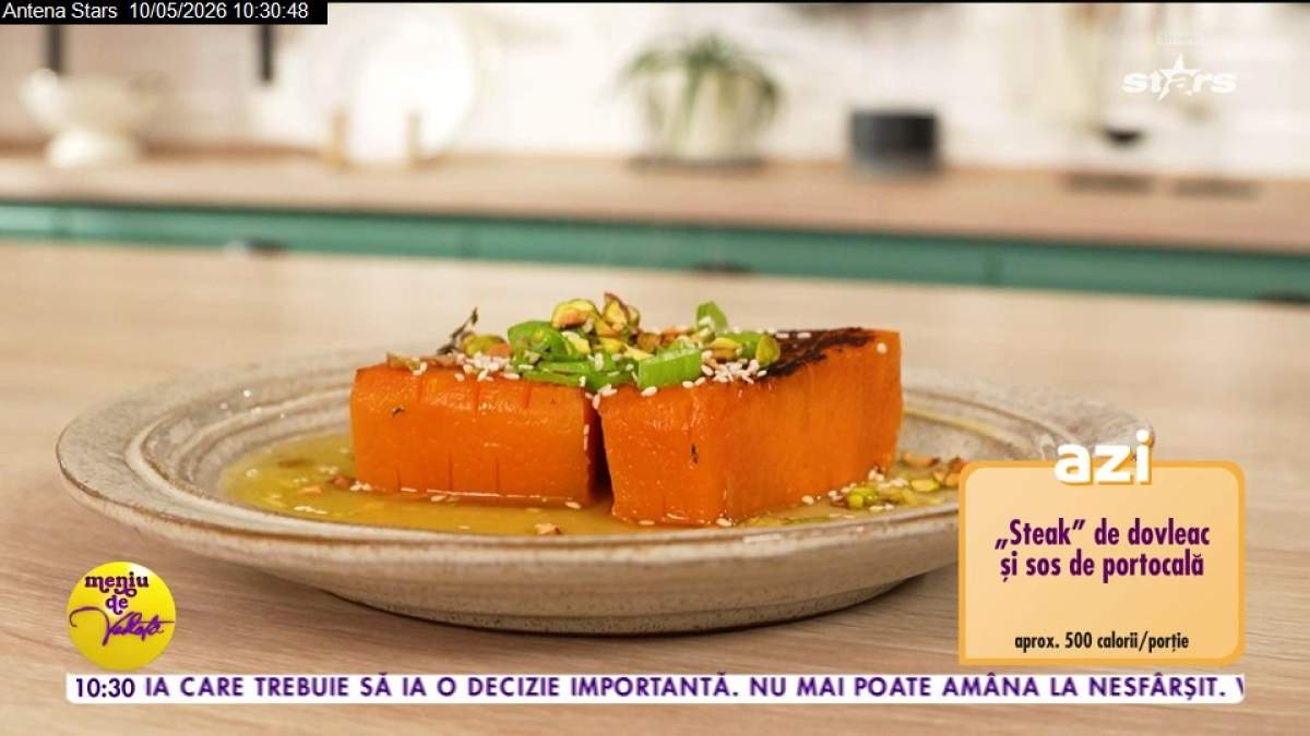 Rețeta lui Horia Manea de „steak” de dovleac şi sos de portocală