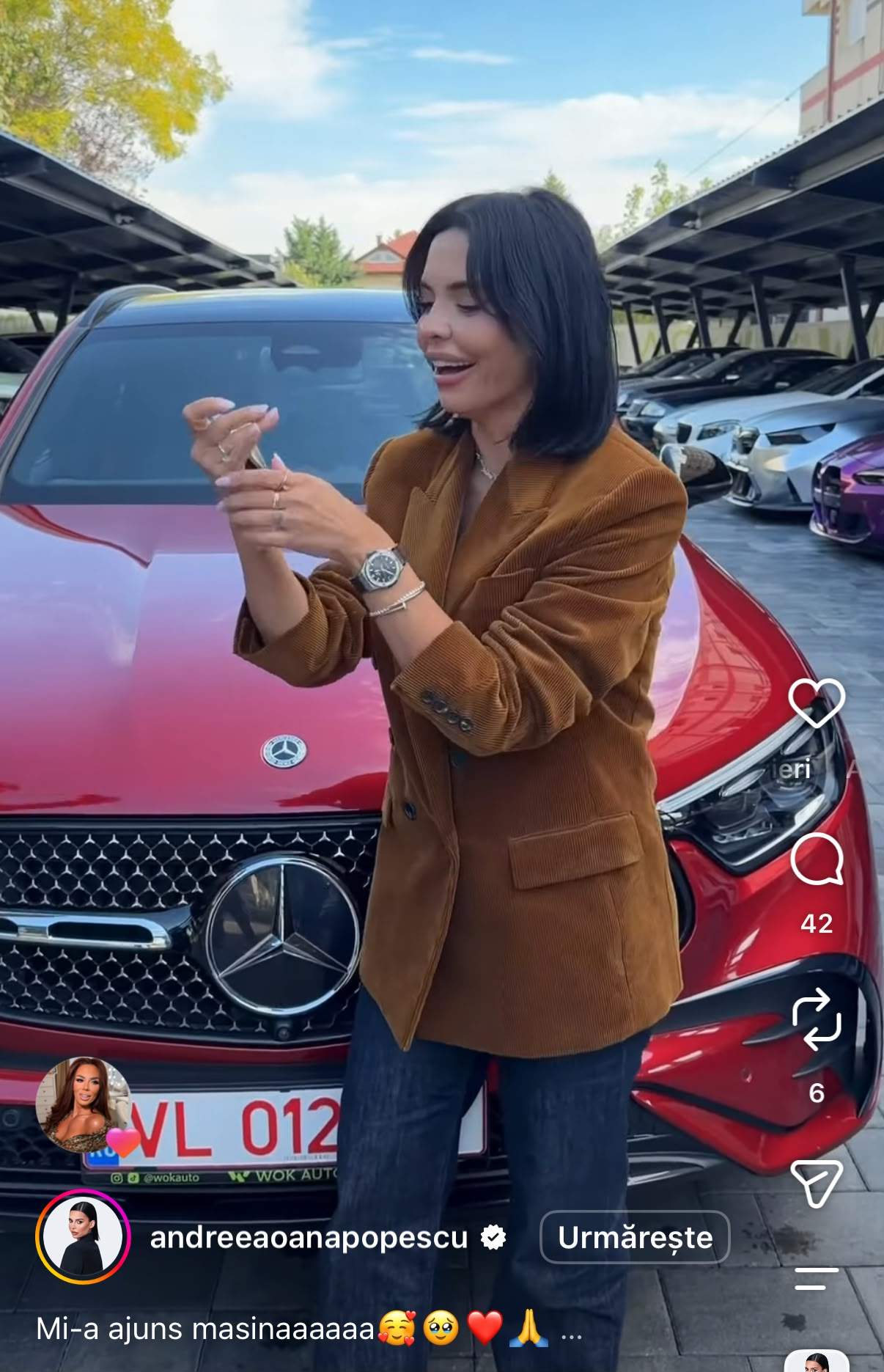 Andreea Popescu, lângă mașina nouă