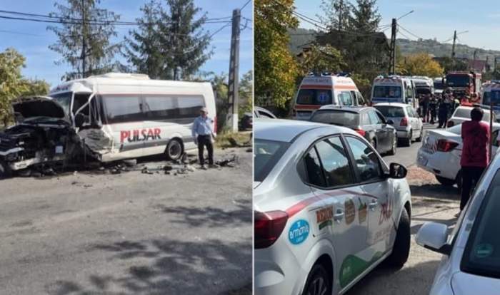 Colaj foto cu accidentul din Vâlcea
