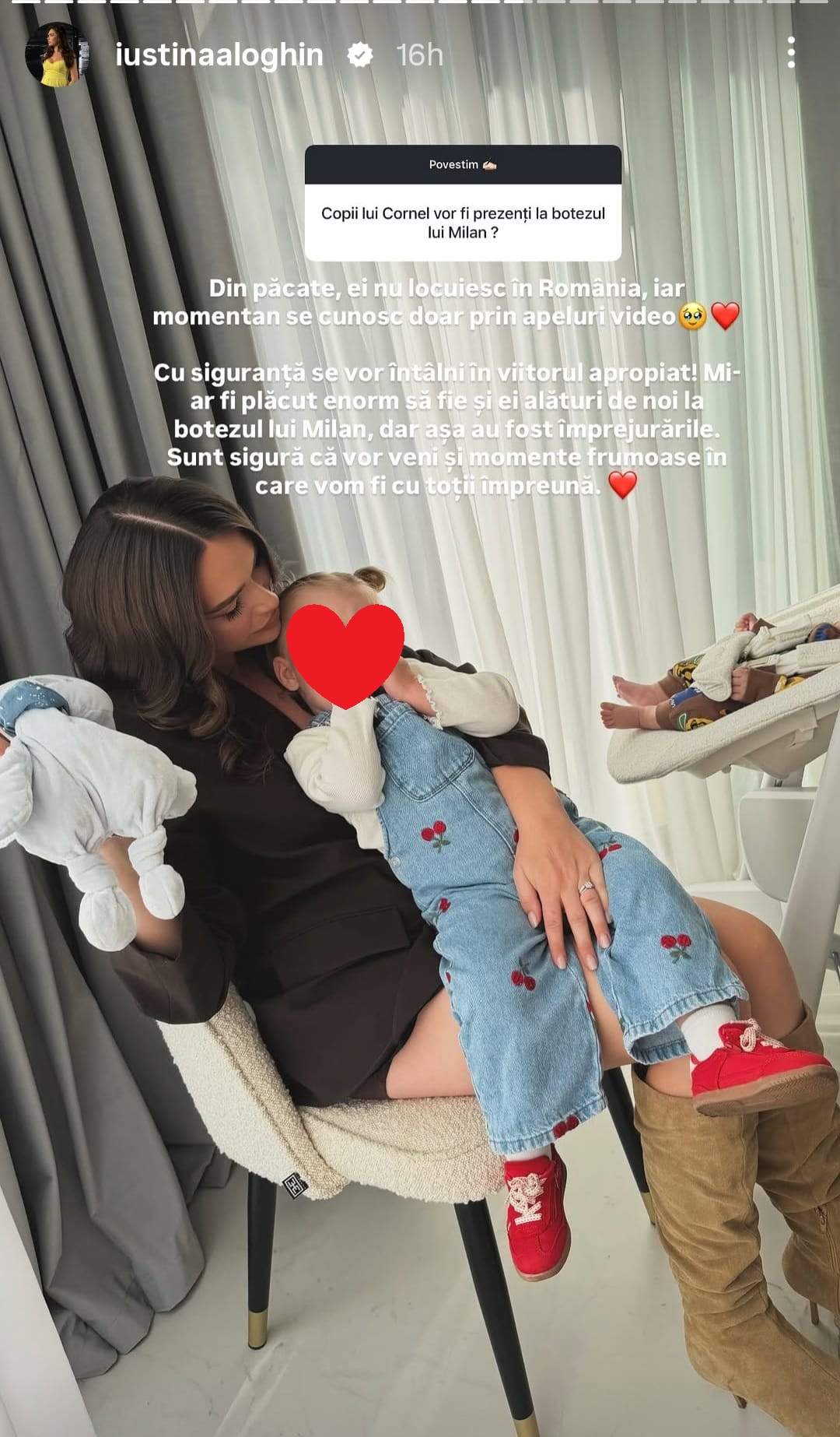 Iustina Loghin a dezvăluit de ce copiii lui Cornel Luchian nu vor fi prezenți la botezul băiețelului lor: ”Așa au fost împrejurările”