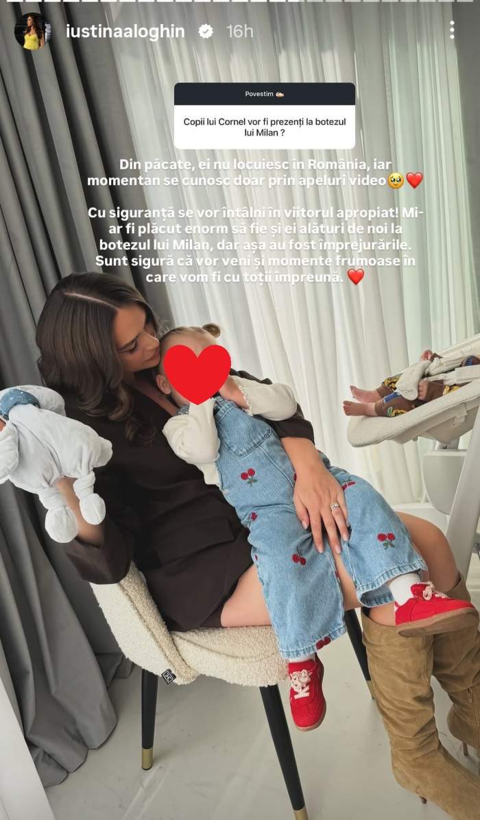 Iustina Loghin a dezvăluit de ce copiii lui Cornel Luchian nu vor fi prezenți la botezul băiețelului lor: ”Așa au fost împrejurările”