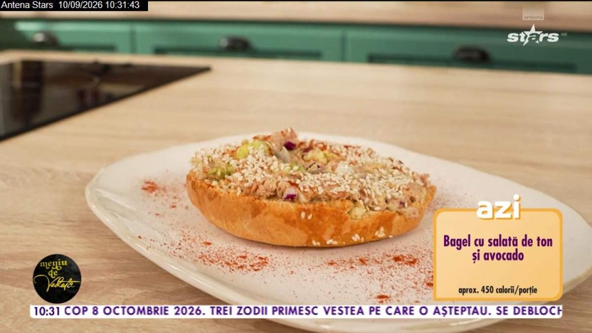 Bagel cu salată de ton şi avocado, gătit de chef Horia Manea la Meniu de vedetă