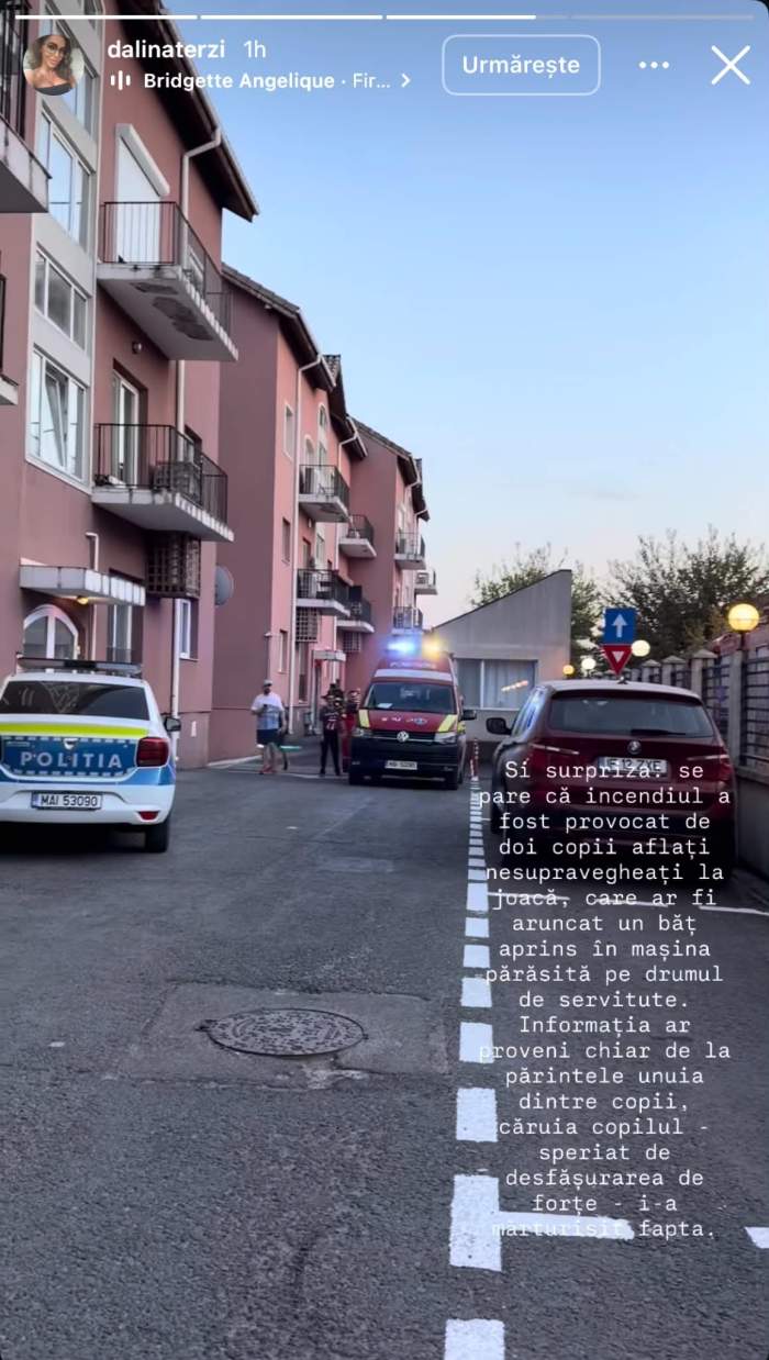 Incendiu în Pipera! O mașină a luat foc. Doi copii ar fi provocat totul