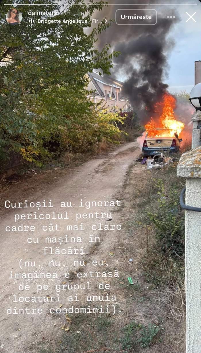 Incendiu în Pipera! O mașină a luat foc. Doi copii ar fi provocat totul