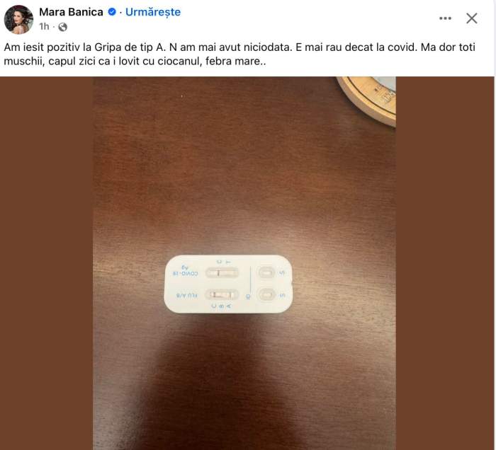Testul pentru Gripa A făcut de Mara Bănică