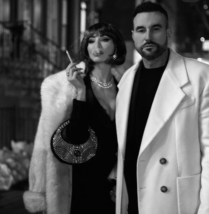 Andreea Sasu și Philipp Plein, poză alb negru