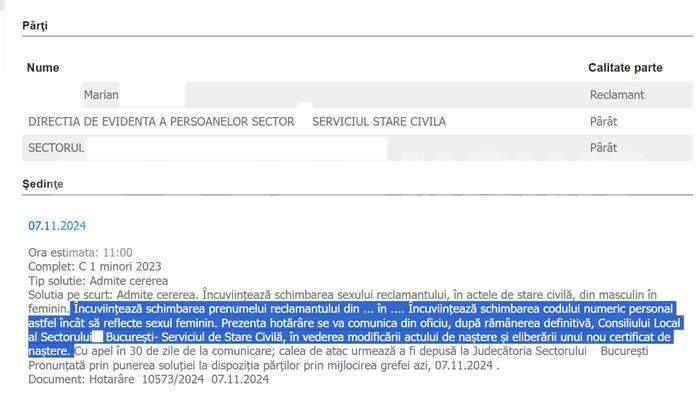 EXCLUSIV | Decizie definitivă în procesul bărbatului care a cerut să fie făcut femeie! Nu mai este cale de întors