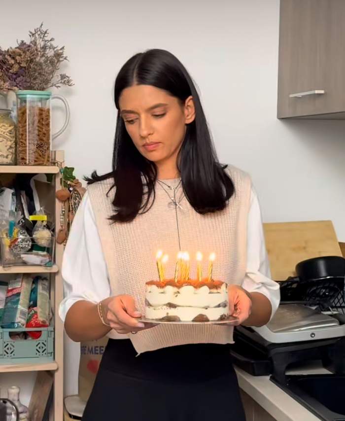 Oana Moșneagu, cu tortul pentru Vlad Gherman