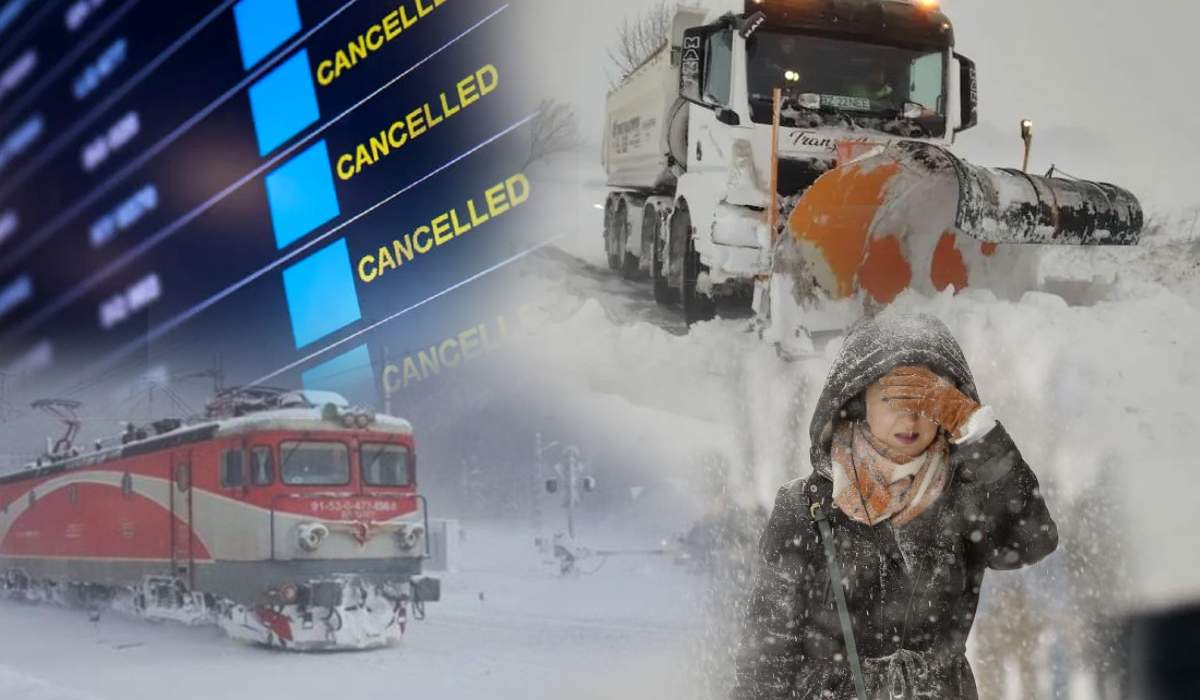 România este paralizată de ninsori! Zborurile au fost anulate, iar străzile blocate de nămeți! Imagini exclusive