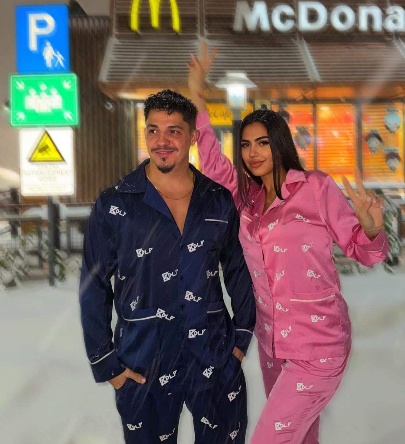Vanessa și BDLP, în pijamale, în zăpadă
