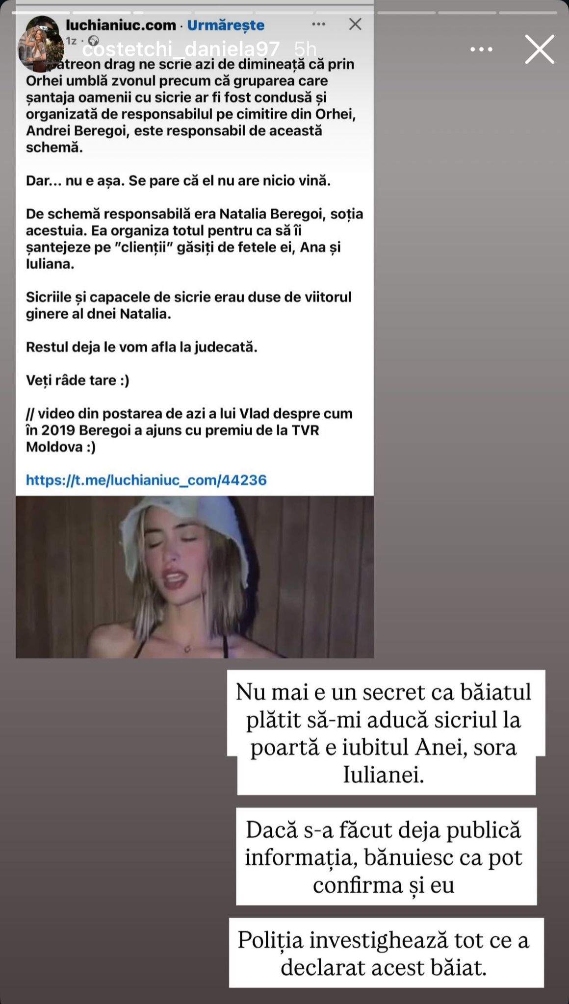 Mesajul Danielei Costețchi