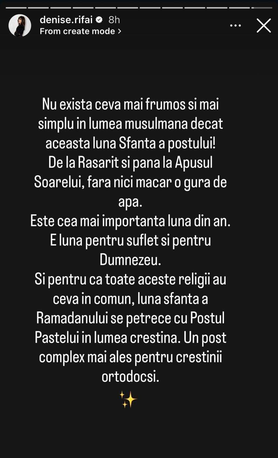 Mesajul lui Denise Rifai