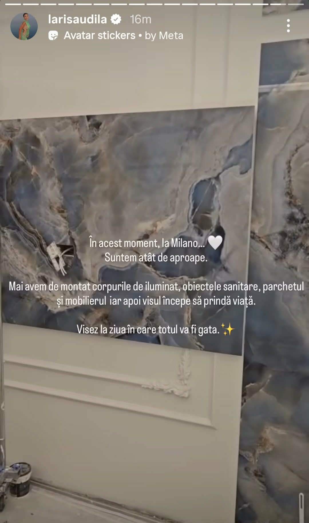 Cum arată apartamentul din Milano al Larisei Udilă. Amenjarea este aproape gata: ”Visul începe să prindă viață”