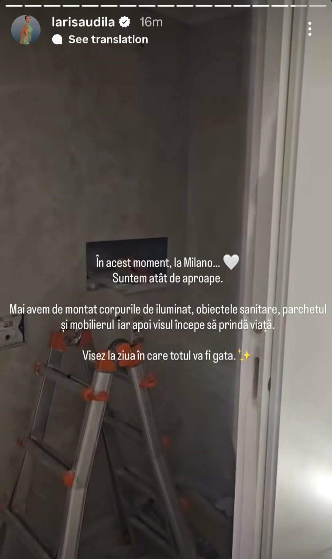 Cum arată apartamentul din Milano al Larisei Udilă. Amenjarea este aproape gata: ”Visul începe să prindă viață”